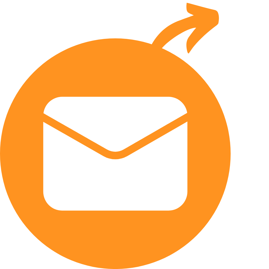 E-post med pil og sirkel